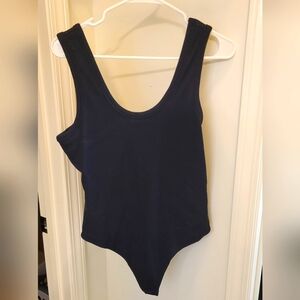 Nuuds Ribbed Scoop Bodysuit Black Size Large